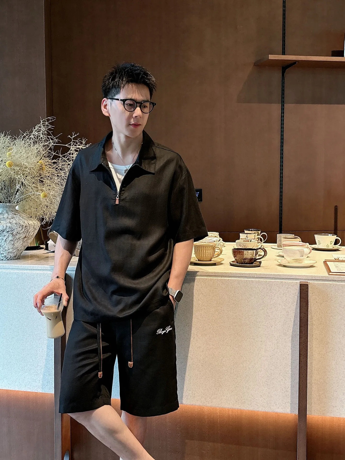 Tops and pants, minimalist aesthetics, Tencel and ramie short sleeves, cool upper body, sweat-absorbent and Breathable. Sizes:m~3x Color: Black White Card Color Beige Style Number: 5892+2816